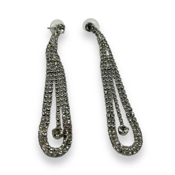 Macy's Crystal Drop Earrings INC International Concepts Chandelier Fancy Dressy - Picture 3 of 4